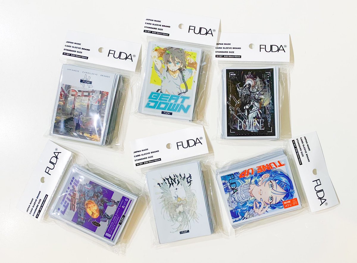 FUDA card sleeves — real product flat lay 1
