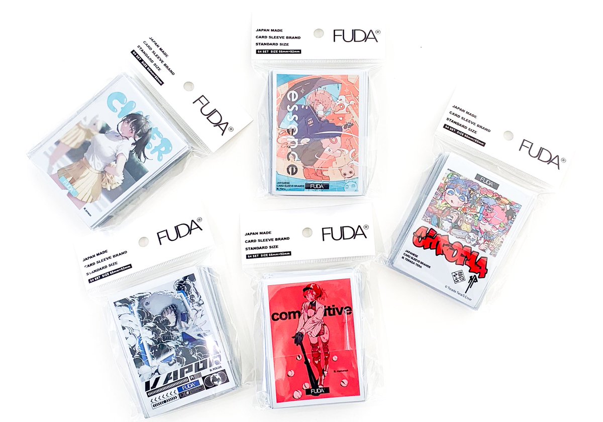 FUDA card sleeves — real product flat lay 2