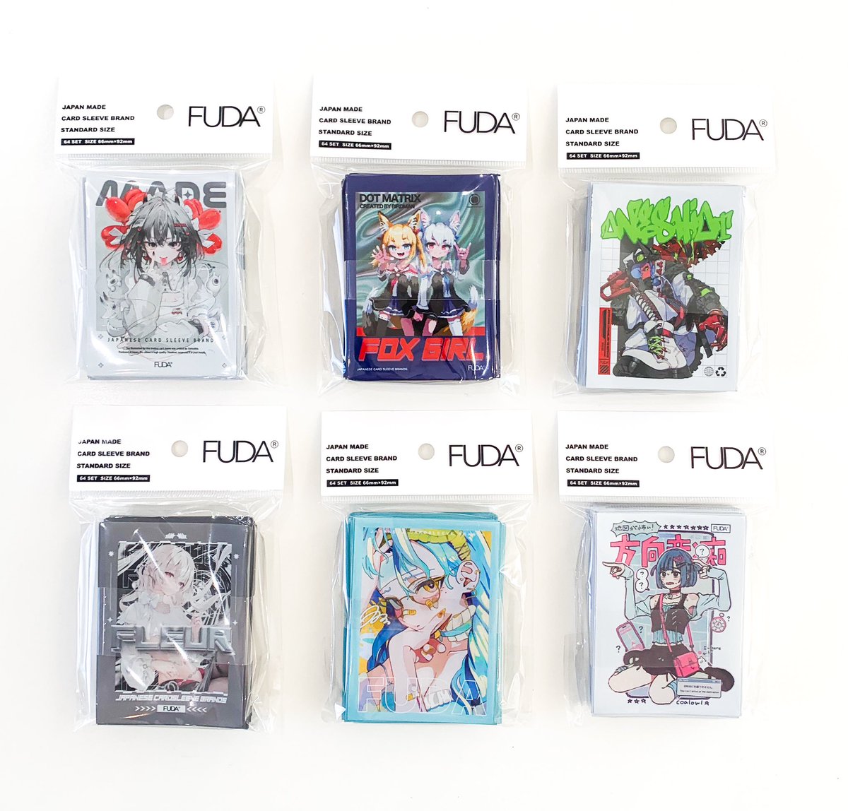 FUDA card sleeves — real product flat lay 4
